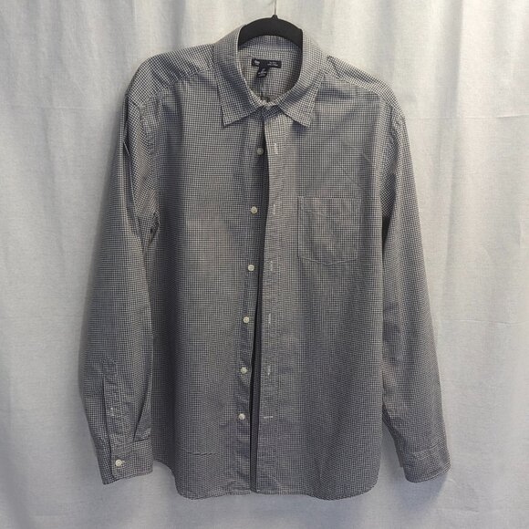 Gap Size Large Poplin Dark Gray/White Checked Button Down Long Sleeves - Picture 1 of 14